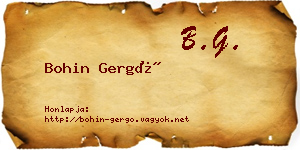 Bohin Gergő névjegykártya